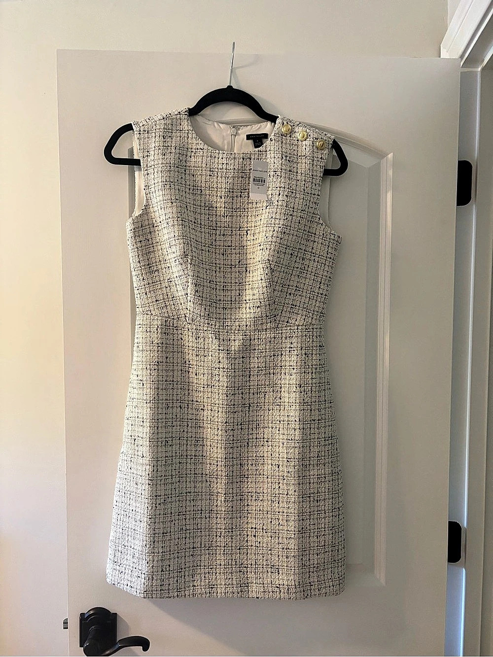 Ann Taylor Tweed Mini Dress in Ivory & Black Size 0 NWT